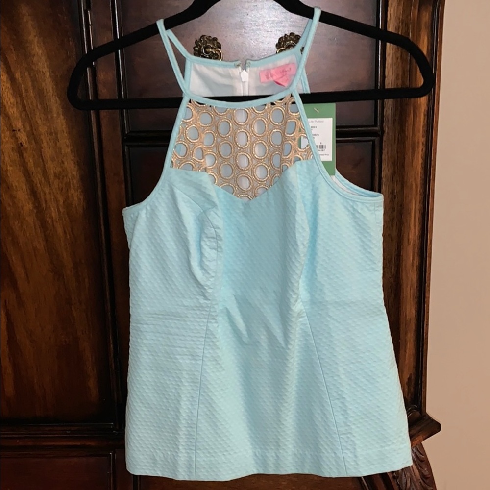 NWT Pool blue larina top Lily Pulitzer halter